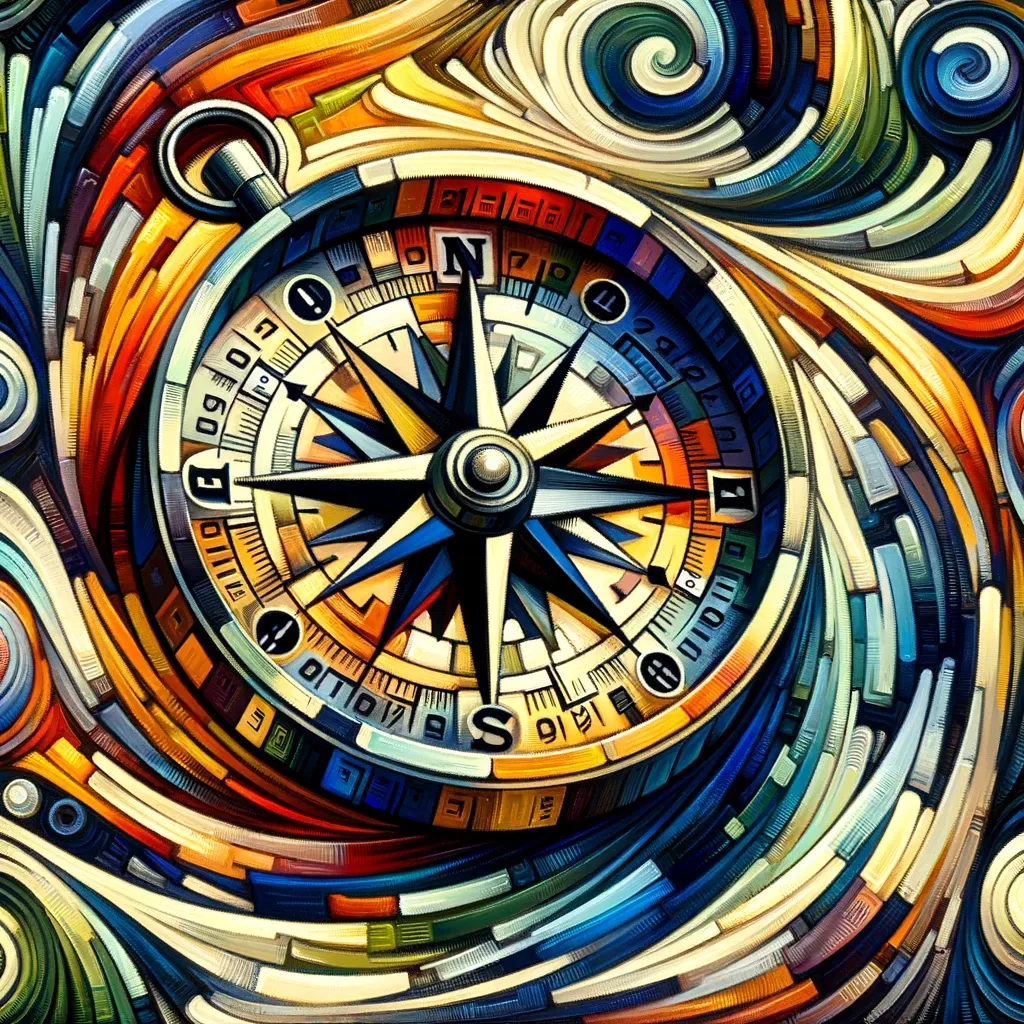 An ai generated compass in a post impressionist style